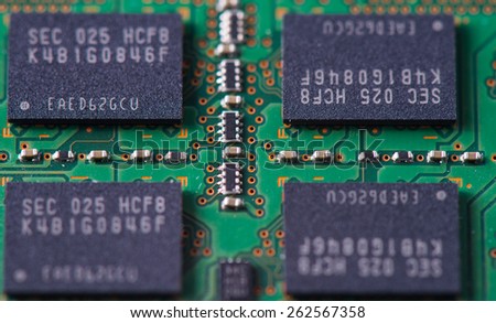 Closeup of a memory Ram chip module
