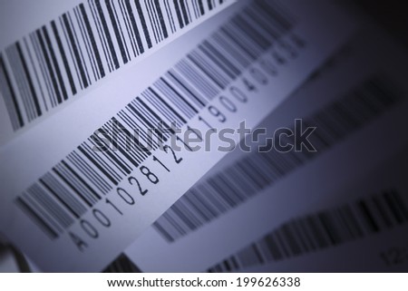 Bar Code Blue selective focus image of receipts bar code