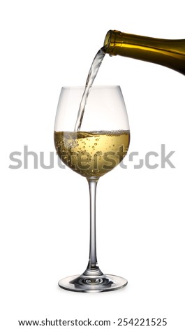 Pouring white Wine with clipping path