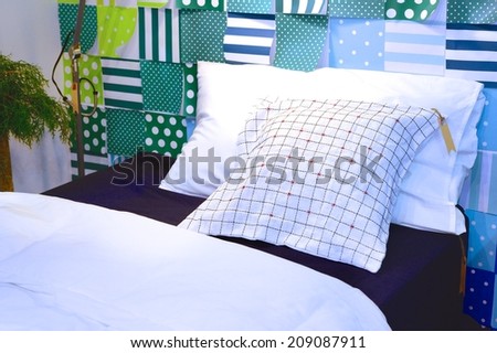 Comfortable bed sets of pillows and blanket- home interior