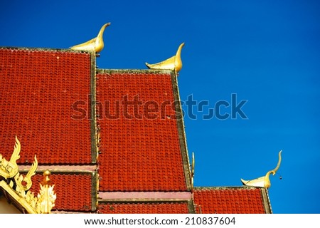 Gable apex on the roof of Wat Phra That Cho Hae, Phrae Province, Thailand