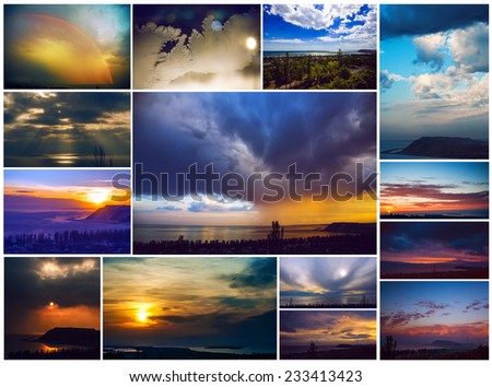 The history of the one window. All photos are made from the same window in different seasons and time of day. Sunrise, sunset, winter, spring, summer, autumn and other wonders of nature in my window