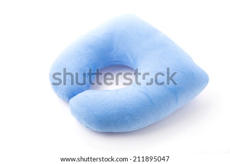 blue neck pillows isolated on white background