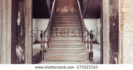 old stairs with film texture in vintage style