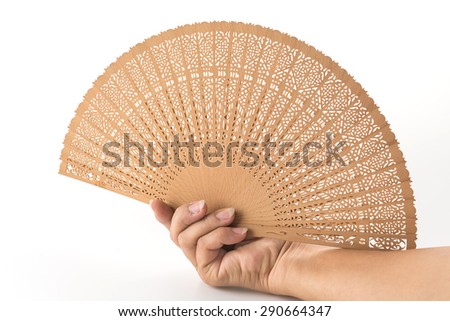 folding fan on white background