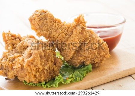 fried crispy chicken on wood