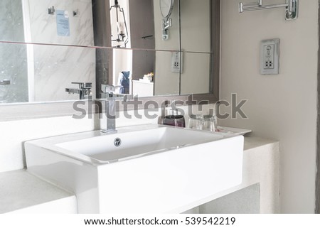 Beautiful luxury sink decoration in bathroom interior for background - Vintage Light filter