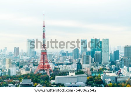 Tokyo city skyline at dusk, Tokyo Japan