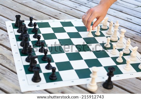An outdoor game of chess