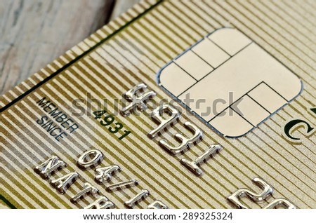 Gold credit card in close up view,shallow DOF