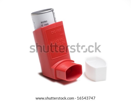 Red Asthma Inhaler Isolated On White Background Stock Photo 16543747 