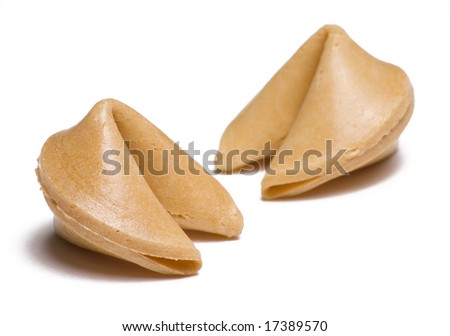 Two fortune cookies isolated on white background