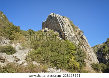 Geology.Reverse fault/Reverse fault in limestone. SW Sardinia