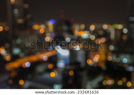 Abstract blur bokeh background of City light