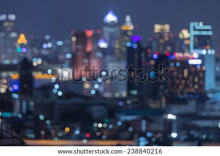 Bangkok blurred abstract background lights, beautiful cityscape view