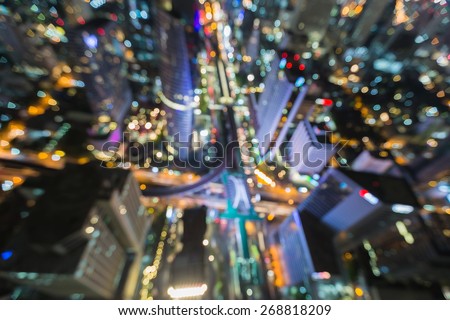 Bangkok skyline cityscape at night , Blurred Photo bokeh