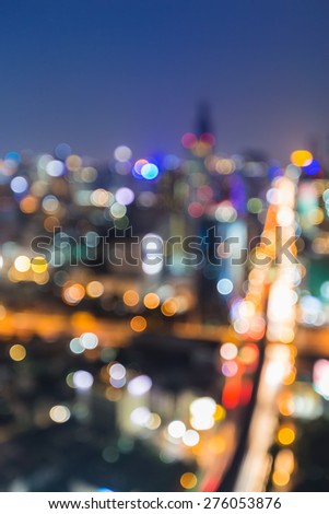 Defocus city junction aerial view traffice lights at night