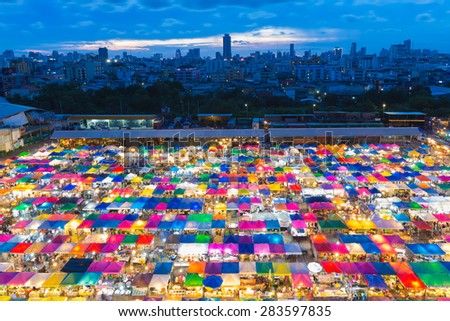 Beauty of Bangkok aerial view free market
