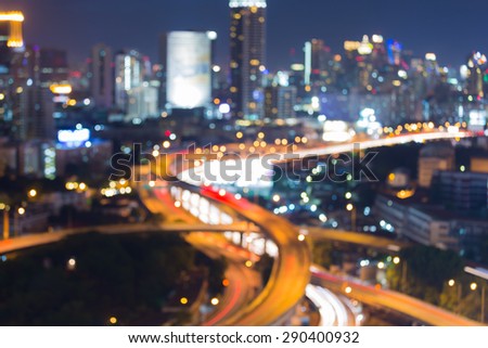 Abstract blur bokeh city freeway intersection night lights