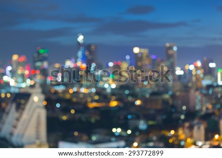 Abstract blurred Photo bokeh of cityscape during twilight