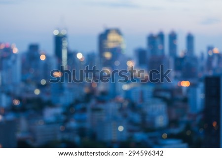 City blurred lights background after sunset