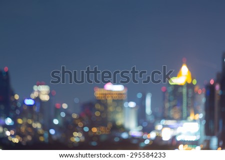 Bangkok city skyline, abstract blur bokeh background