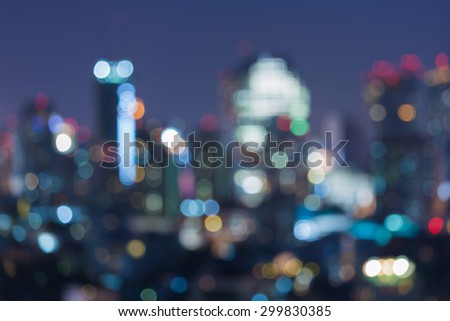 Abstract blurred light city skyline during twilight