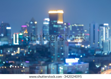 Abstract blurred bokeh lights city downtown night view