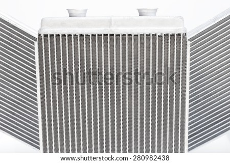car radiator heater isolated on white background. spare cooling system of internal combustion engine