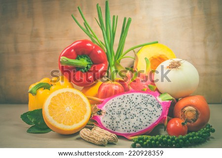 art vintage color of fruits and vegetables
