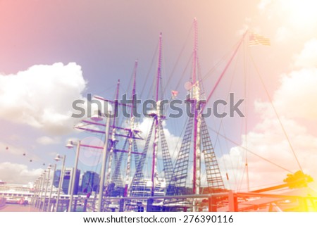 blurred photo of old ship on day noon light with filtered color,pastel color tone.