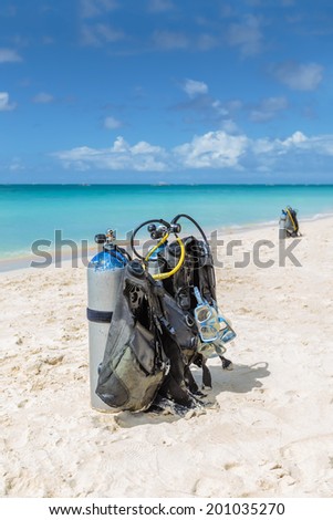 Diving equipment is ready, White Beach, Boracay, Philippines