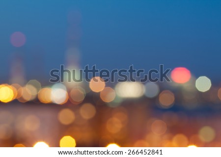 Night city lights out of focus
