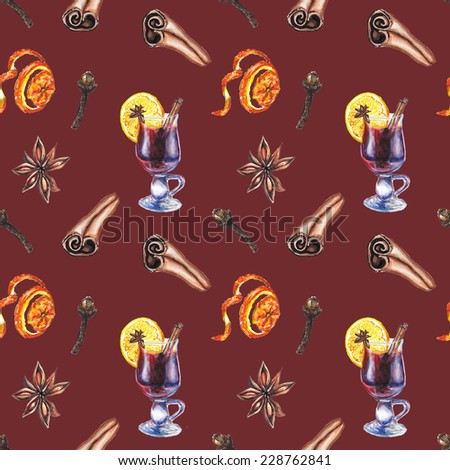 watercolor mulled wine pattern