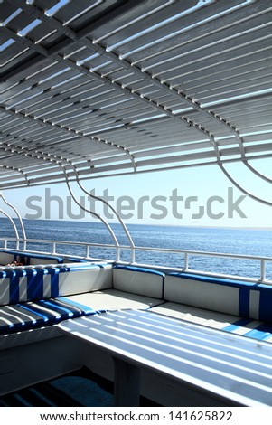 White foam seats on board ship