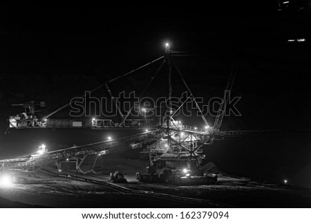 Coal mining in an open pit - evening photo