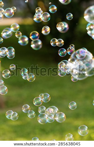 The rainbow bubbles from the bubble blower