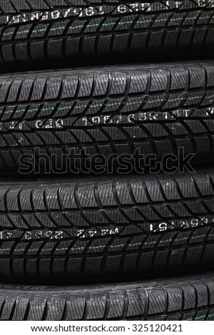 Photo lots of new black car tire