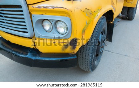 front view of old truck  with crack color