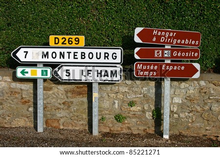Road signs in Fresville France.