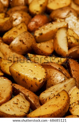 Baked Potato Wedges seasoned with salt, oil and spices