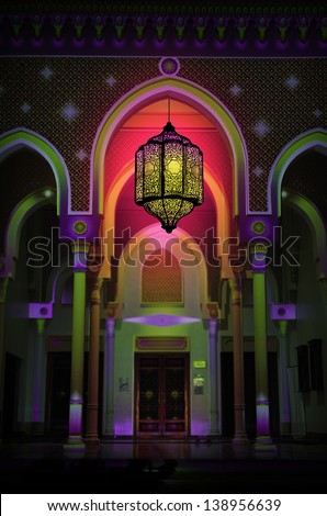 Beautiful arch of the mosque and arabic lantern Beautiful arch of the mosque and arabic lantern