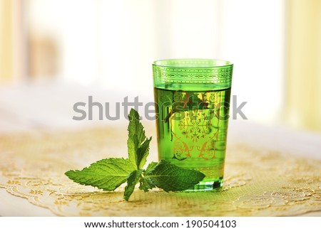 Moroccan tea with mint leaves