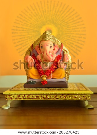 A clay statue of an Indian god Lord Ganesha.