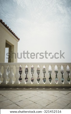 Classic balustrade railing design on the terrace.