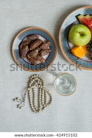 Healthy and fresh fruits, dates for breaking fast during Holy month of ramadan.