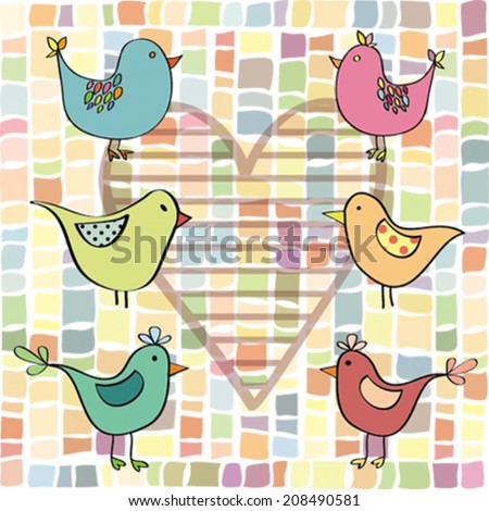 Cute Birds Colorful Vector