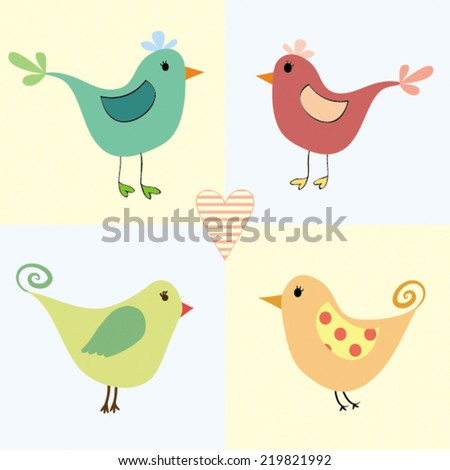 Lovely Bird Colorful Illustration