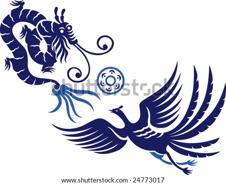 Phoenix and dragon with