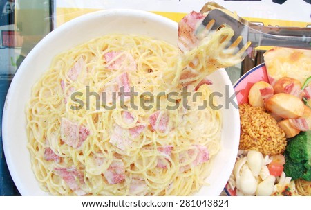 food model display of spaghetti in Japan